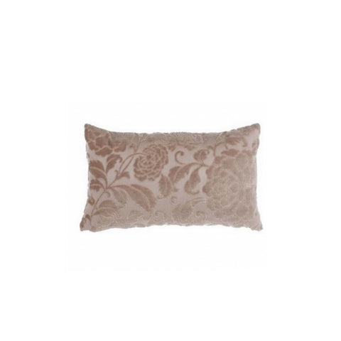 BLANC MARICLO' JACOBEAN VEL rectangular cushion with flowers in cotton 30x50 cm