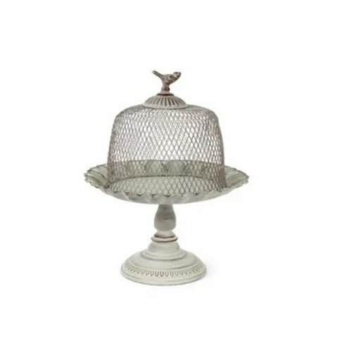NUVOLE DI STOFFA Alzatina con campana traforata in metallo anticato 28,5x38,5 cm