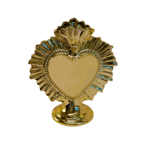VIRGINIA CASA Sacred heart perfume holder EXVOTO shiny gold ceramic 250 ml H21 cm