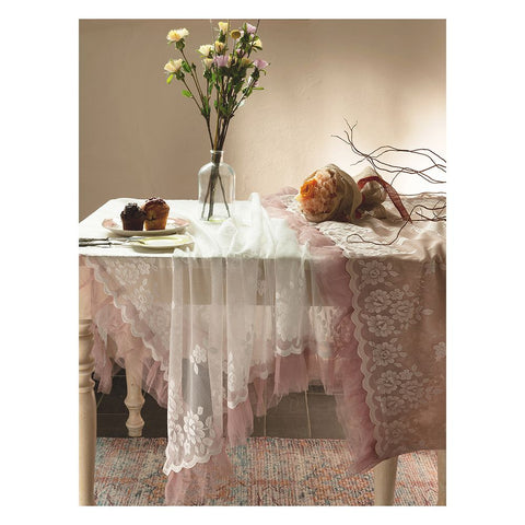 L'ATELIER 17 "Andromeda" Shabby Chic lace and tulle kitchen tablecloth 160x280 cm 6 variants