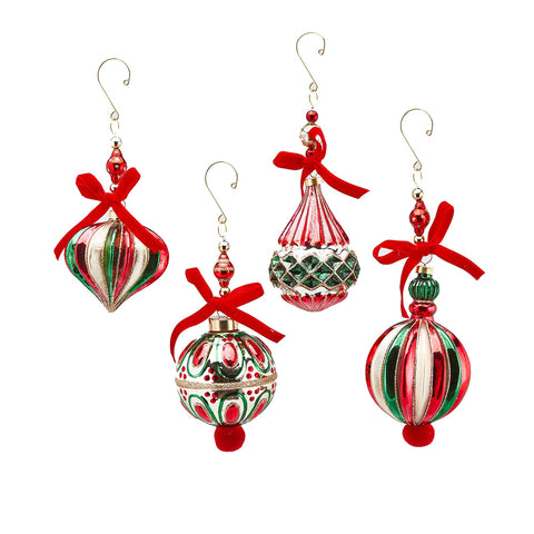 Boule de Noël EDG avec différentes décorations 4 variantes sphère en verre rouge vert H 21 cm