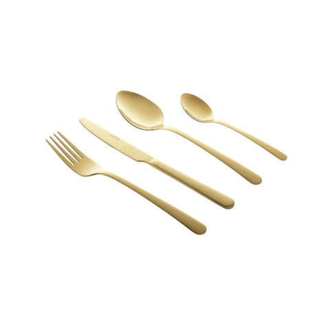 INART 6-person kitchen cutlery set, 24-piece set in shiny gold metallic stainless steel