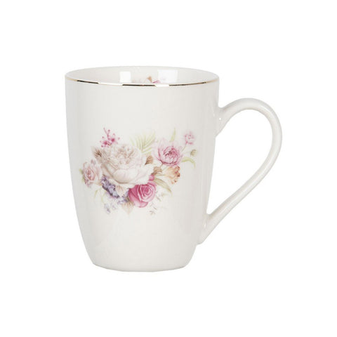CLAYRE &amp; EEF White porcelain cup with flowers 12x9x11 cm FROMU