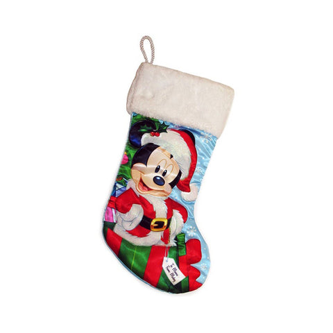KURTADLER Chaussette Disney Mickey Mouse Père Noël avec peluche satin blanc H45,5 cm