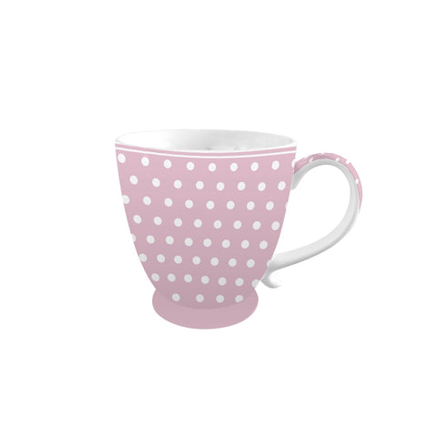 ISABELLE ROSE Tazza Mug fine porcellana bone china rosa con pois bianchi 430 ml