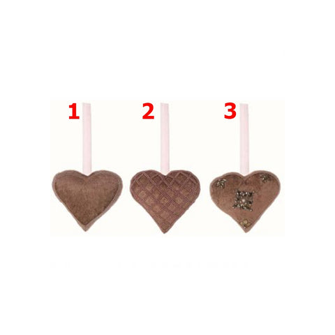 BLANC MARICLO' Pink velvet heart decoration 3 variants H 20 cm A29743