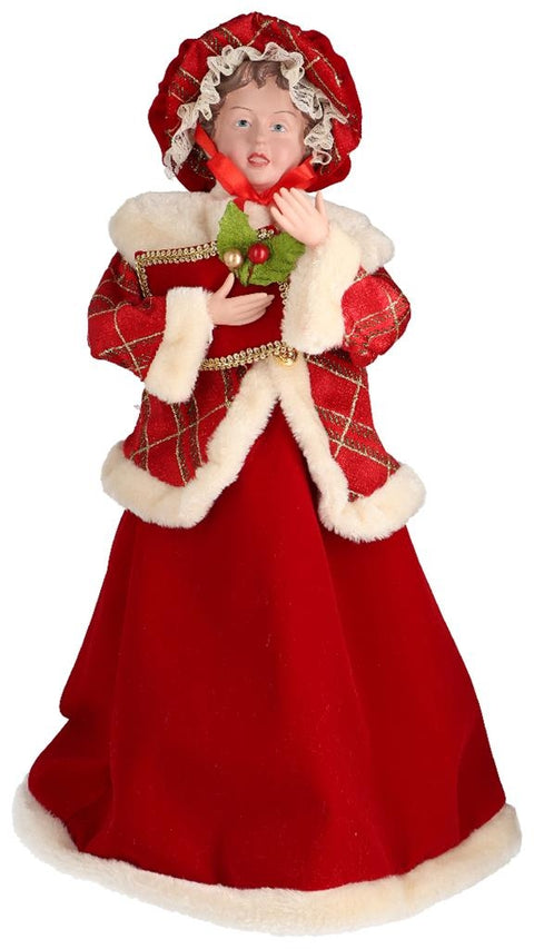 TIMSTOR Set 4 Figurines Chanteurs Décoration de Noël tissu rouge et vert H68 cm