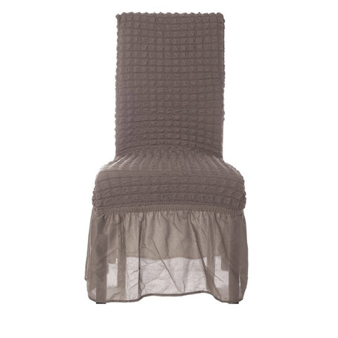 BLANC MARICLO' Lot de 2 housses de chaise en tissu stretch gris tourterelle A2835399TO