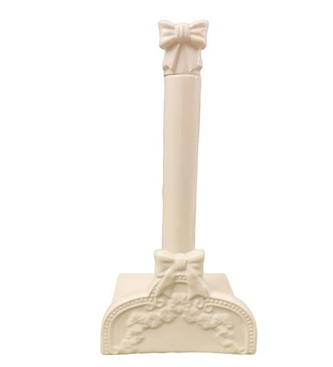 L'ARTE DI NACCHI Porta scottex porta rotolo bianco da cucina con fiocco shabby 15x15xh32 cm