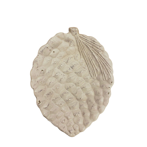 VIRGINIA CASA Plateau de poche en forme de pomme de pin en céramique blanche 14x19 cm