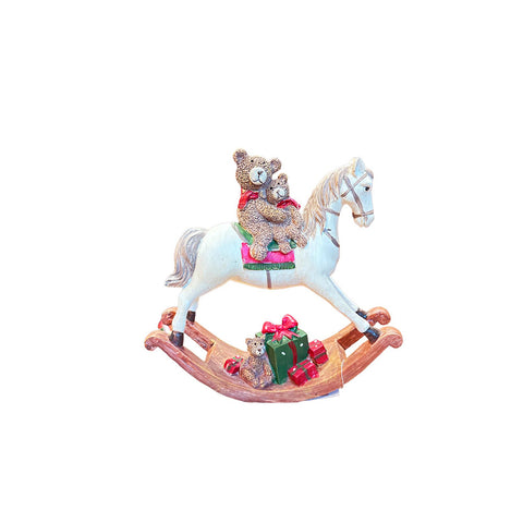 Boltze Rocking horse bears Christmas decoration in resin H 21 cm