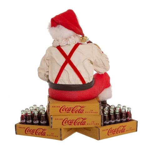 KURTADLER Santa Claus Vintage Christmas Figurine Sitting on Coca-Cola Crates H22.86cm