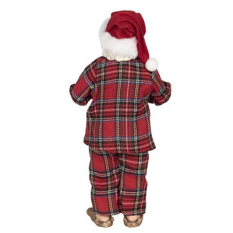 CLAYRE E EEF Decorazione natalizia Babbo Natale con pigiama scozzese 13x10x28cm