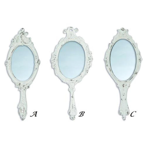 BLANC MARICLO' Mirror with white resin handle 3 variants 11x2,5x23,5 cm