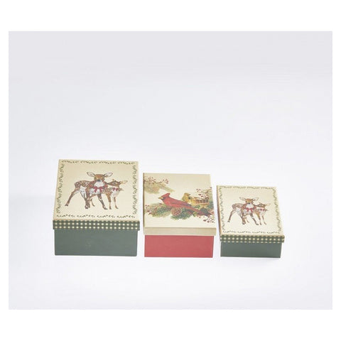 EDG Enzo De Gasperi Set de 3 boîtes de Noël avec faons et oiseau
