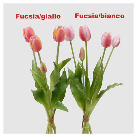 EDG Enzo de Gasperi Gummy tulipe fleur artificielle pour décoration extérieure, bouquet 5 fausses tulipes 2 variantes