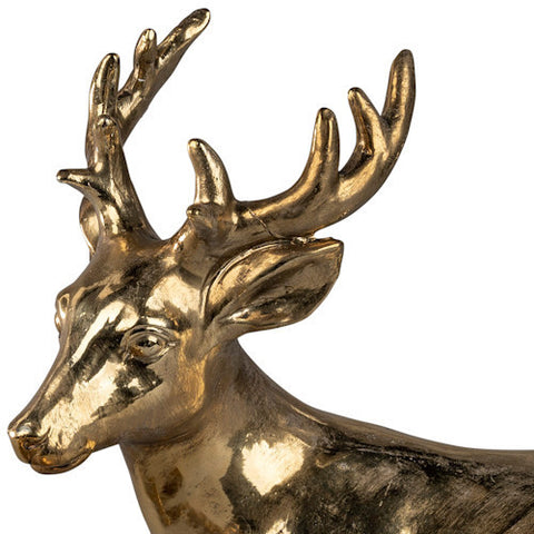 Formano Cervo sdraiato in pietra oro artigianale 38 xH29 cm