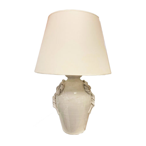 LEONA Shabby Chic ivory ceramic table lamp with bows H66 cm