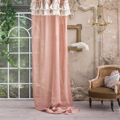 BLANC MARICLO' Set of 2 curtain panels WAITING ANXIETY antique pink linen 140x300 cm