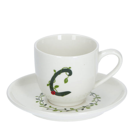LA PORCELLANA BIANCA Espresso cup with saucer letter C in porcelain "Solo Tua" 90 cc