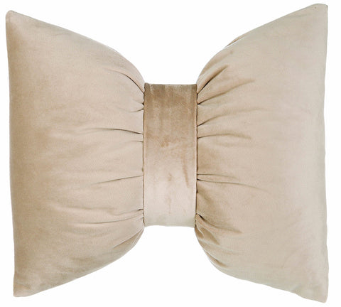 BLANC MARICLO' Velvet bow cushion 45x60 cm beige A29396