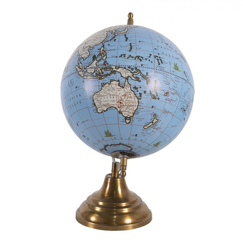 Clayre &amp; Eef Blue decorative terrestrial globe in wood/Iron Retro Vintage 22x22xh33 cm