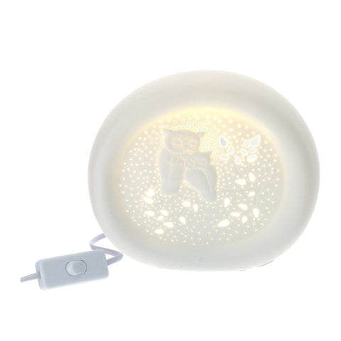 Lampe hublot en porcelaine Hervit Owl 21x9xH18 cm