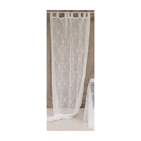 BLANC MARICLO' Set of 2 GRAPHITE lace curtain panels with white loops H3 m