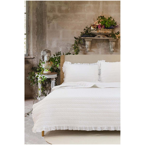 Blanc Mariclò Single spring quilt + Shabby pillow cover "Plumetis" 180x260 cm