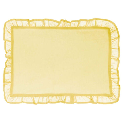BLANC MARICLO' Set 2 sets de table rectangulaires à volant jaune 33x48 cm