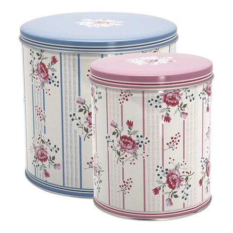 GREENGATE Set of 2 FIONA containers in pink and blue tin TINROU2PCSFIO2906