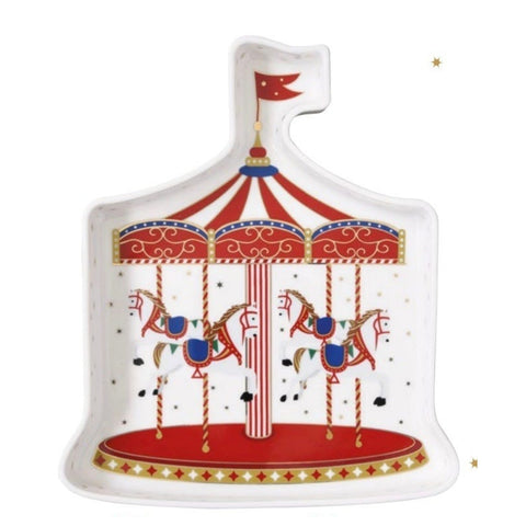 EASY LIFE Assiette en porcelaine CHRISTMAS WONDERLAND rouge 23,5x20 cm