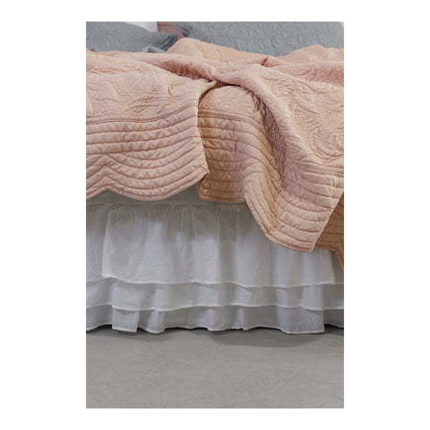 L'ATELIER 17 Vestiletto coprirete matrimoniale in puro cotone Frill "Essentiel" Shabby Chic 185x200x30 cm 2 varianti