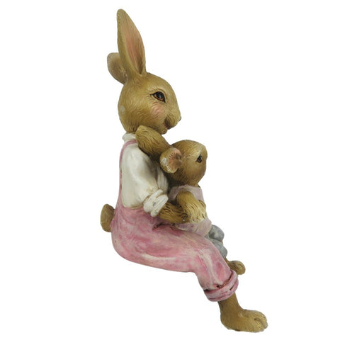 CLAYRE &amp; EEF Set of 2 rabbits Easter decorations beige and pink 6x6x15 cm