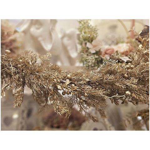 Fiori di Lena Tralcio ramo natalizio oro con bacche L160 cm