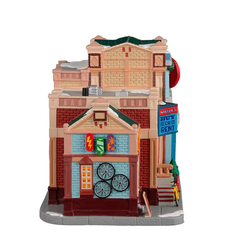 LEMAX Illuminated Building "Wheelie'S Cycle And Skate Shop" Build your own Christmas village