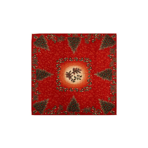 RIZZI Centrotavola quadrato lurex natalizio NOEL poliestere rosso verde 90x90 cm