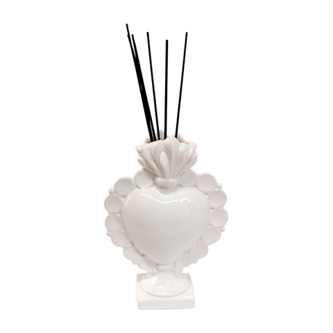 VIRGINIA CASA Sacred heart perfume holder EXVOTO glossy white ceramic 350ml H25cm
