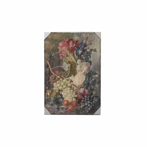 CLAYRE &amp; EEF Tableau vintage fleurs et fruits 55x3x73 cm 50449