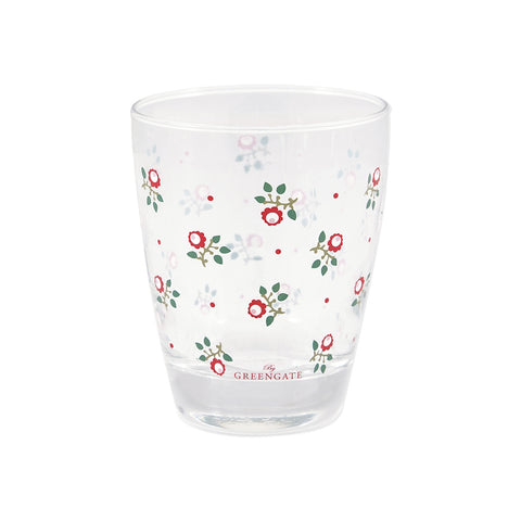 GREENGATE Set of 6 water glasses ABI with red flowers transparent glass 300ml