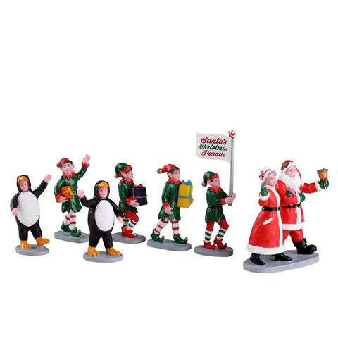 LEMAX Set 7 personnages "Santa's Elf Parade" pour votre village de Noël en résine