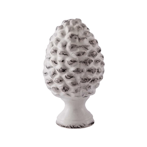 VIRGINIA CASA Pomme de pin moyenne décorative Shabby Chic en céramique blanche vieillie H25 cm