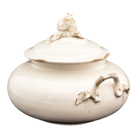 VIRGINIA CASA Biscottiera melograno in ceramica bianco "STEMMA MEDICI" Made in Italy