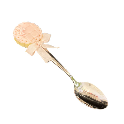 I DOLCI DI NAMI Metal spoon with pink biscuit decoration and bow 16cm