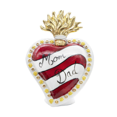 SBORDONE Sacred heart home fragrance MOM DAD white and red porcelain 12x13 cm