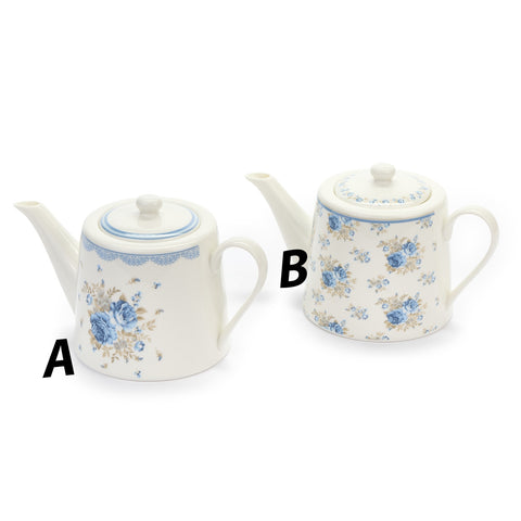 FABRIC CLOUDS Porcelain teapot CAMILLA 2 variants light blue flowers 1200 ml