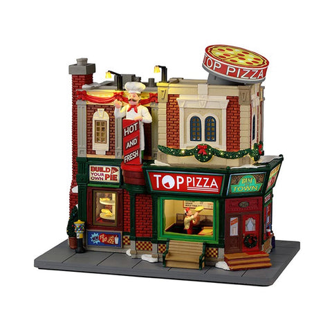 LEMAX Edificio illuminato e animato "Top Pizza" Costruisci il tuo villaggio di Natale