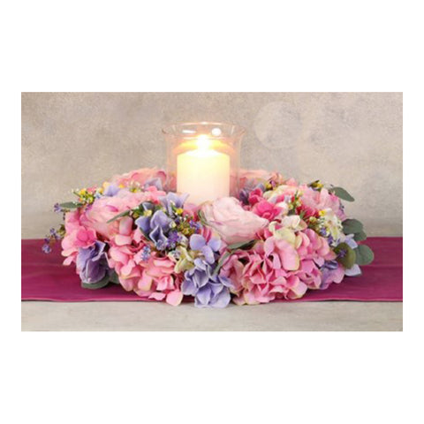 Bougeoir Fiori di Lena 5 roses et fleurs avec Flambeau Made in Italy D38xH20 cm