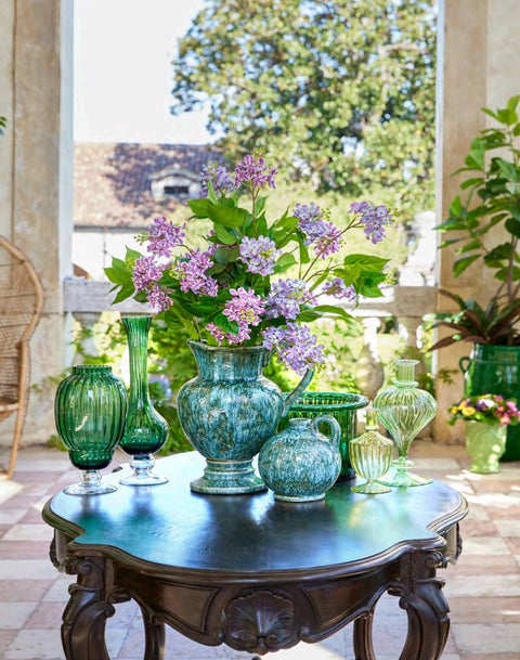 EDG Enzo de Gasperi Vase d'intérieur rayé à long col en verre poli "Collolungo", pour fleurs ou plantes, style moderne et classique 2 variantes