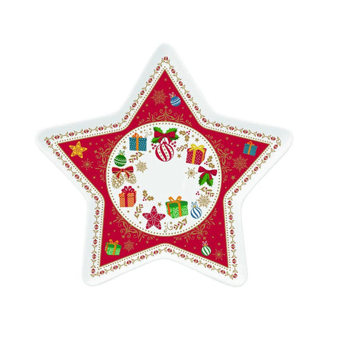 EASY LIFE Assiette de Noël étoile en porcelaine 19,5 cm CHOR1324